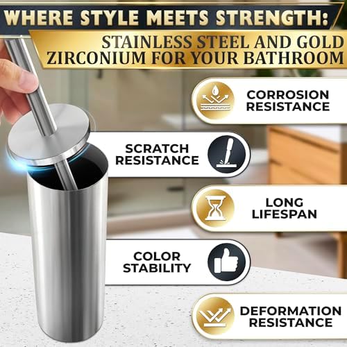 Novsix Stainless Steel Toilet Brush and Holder Set