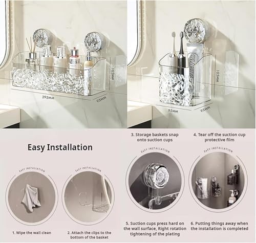Firmstaunch Suction Cup Storage Box - No Drill Large Capacity B Grey