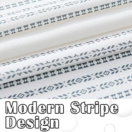 Jinchan Grey White Boho Stripe Shower Curtain Set 70x72 Inches Waterproof with Hooks