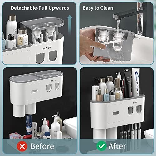 BHeadCat Toothbrush Holder with Toothpaste Dispensers and Storage