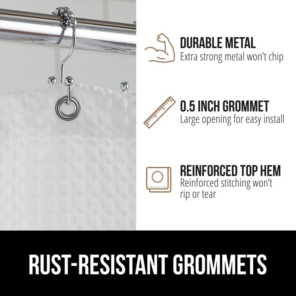 GORILLA GRIP White Bath Bundle with 30x20 Mat 72x78 Shower Curtain