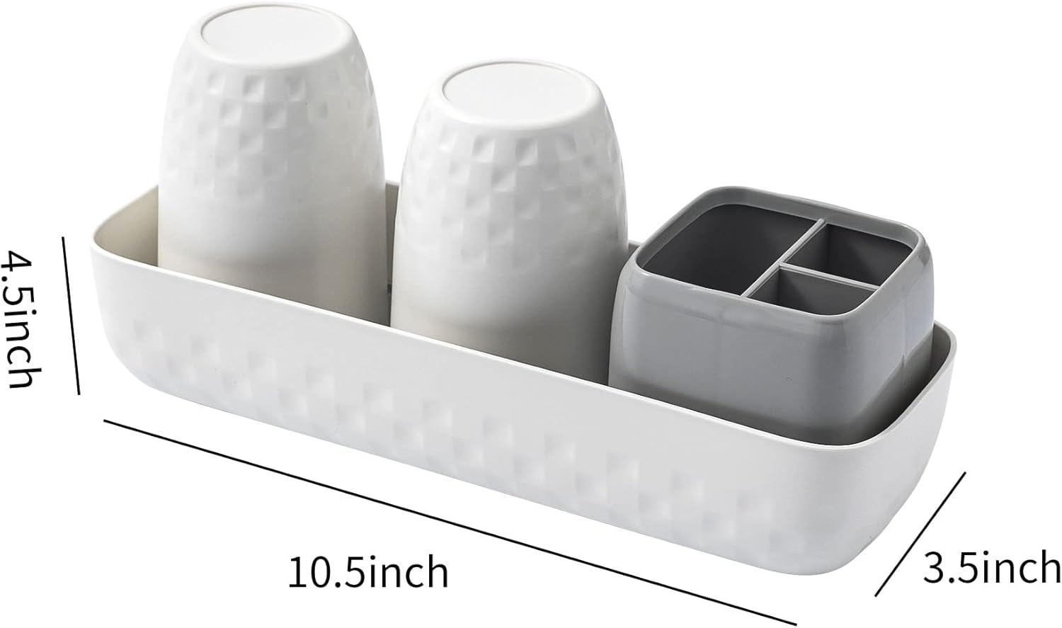Vowupt Toothbrush Holder Set - 3 Slots Sturdy White