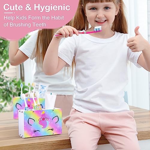 ICOSY Kids Toothbrush Holder with 3 Slots and Drainage