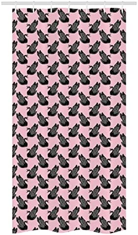 Ambesonne Swan Stall Shower Curtain Set Pale Pink with Black Swan Cartoon