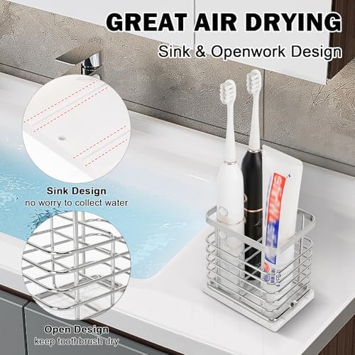 HarJue Toothbrush Holder with Marble Base and Chrome Frame 1