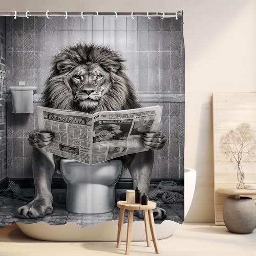 Funny Lion Shower Curtain Set for RV Travel