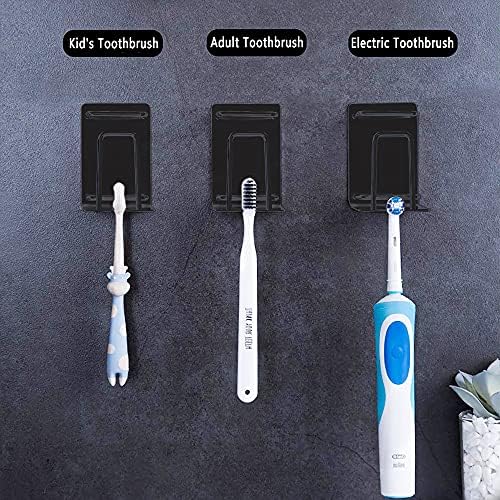 HANZE 3 in 1 Wall Mounted Toothbrush Holder 2 Pack Black