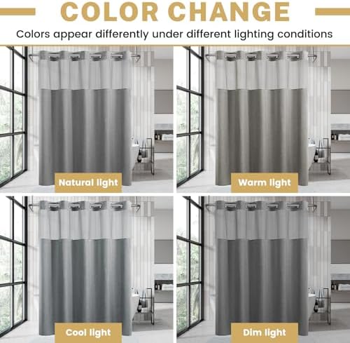WONICY No Hook Shower Curtain Set with Liner Grey