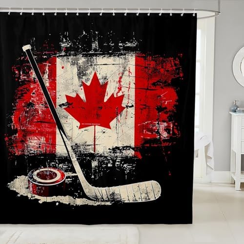 Feelyou Kids Hockey Shower Curtain 72x84 Canada Flag
