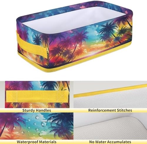 Ocean Palm Tree Toilet Paper Storage Basket with Handle
