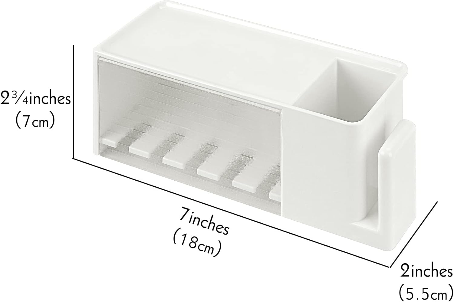 5 Slots Wall Mount Toothbrush Holder with Cover Self Adhesive White 1