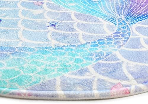 Ikfashoni 7 Piece Mermaid Bath Set with Rugs and Towels Large