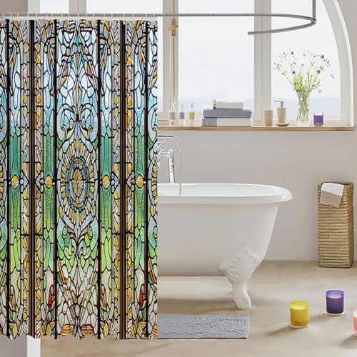 Feelyou Colorful Art Glass Shower Curtain 72x72