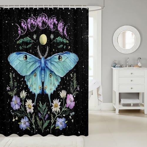 Feelyou Death Moth Shower Curtain Set 72x78