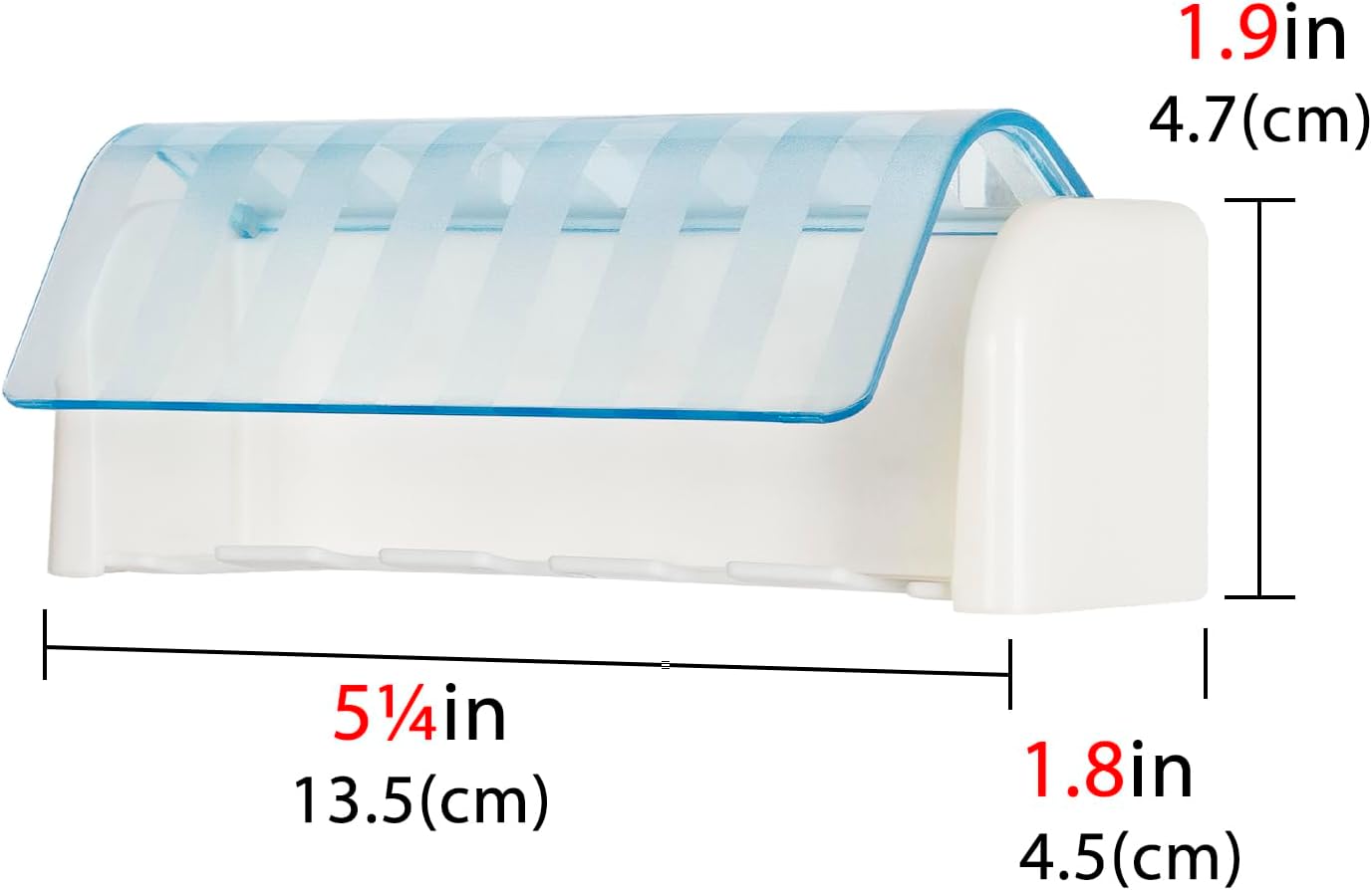 5 Slots Wall Mount Toothbrush Holder with Cover White Blue