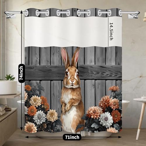 Uhexoyo Fall Rustic Farmhouse Shower Curtain Set with See Through Mesh Top Window
