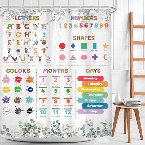 Mitpok Kids Alphabet ABC Cartoon Animal Shower Curtain