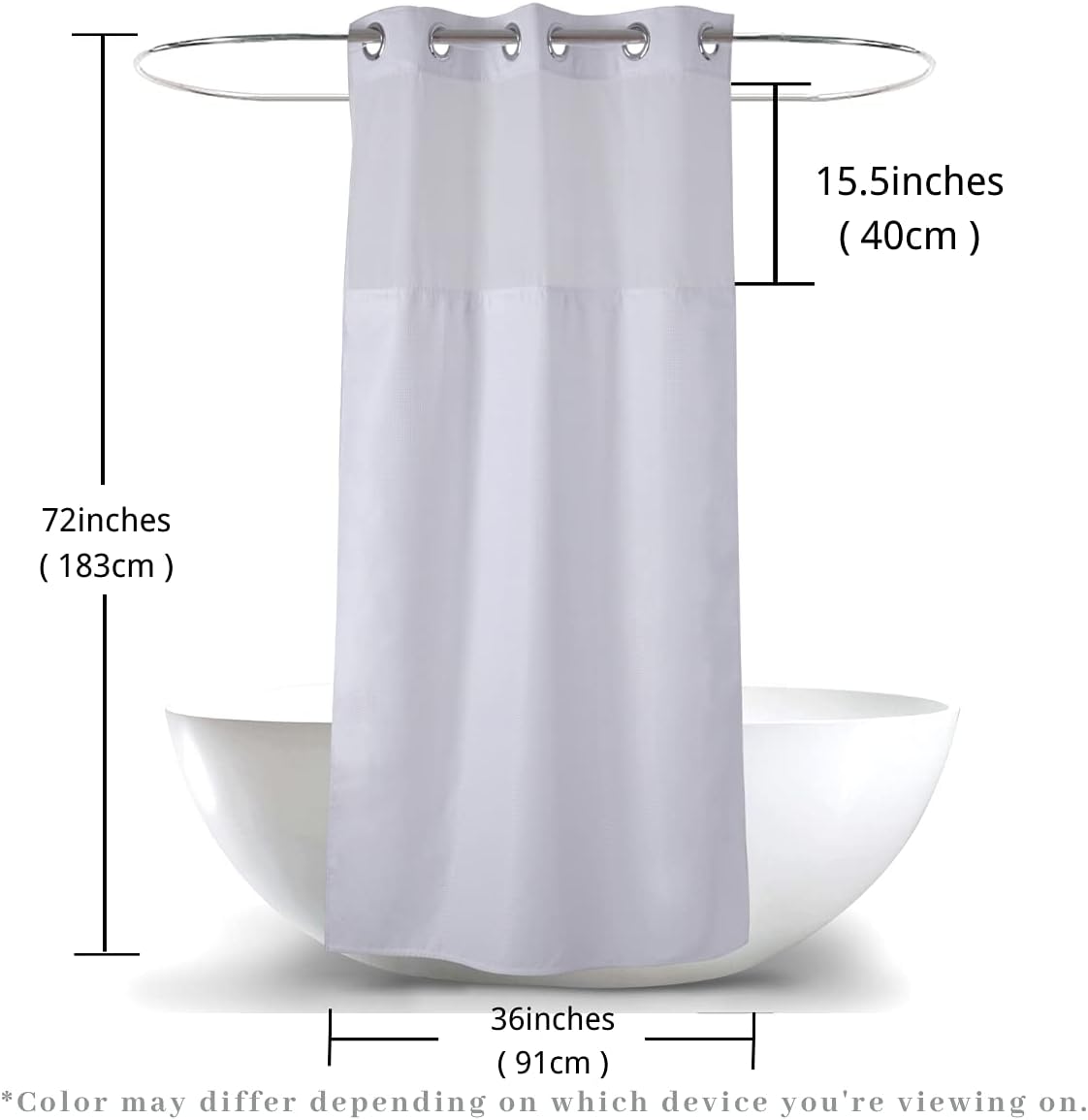 Ecoehoe 36x72 Hook-Free Shower Curtain Set with Polyester Liner and Magnets