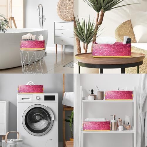 Pink Polka Dots Toilet Paper Storage Basket with Handle