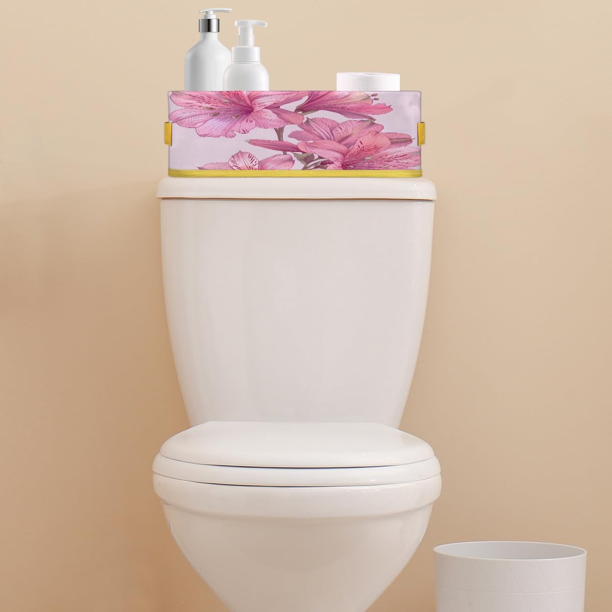 Pinks Floral Toilet Paper Baskets for Bathroom Storage 1