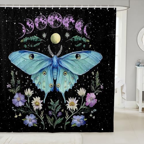 Feelyou Death Moth Shower Curtain Set 72x78