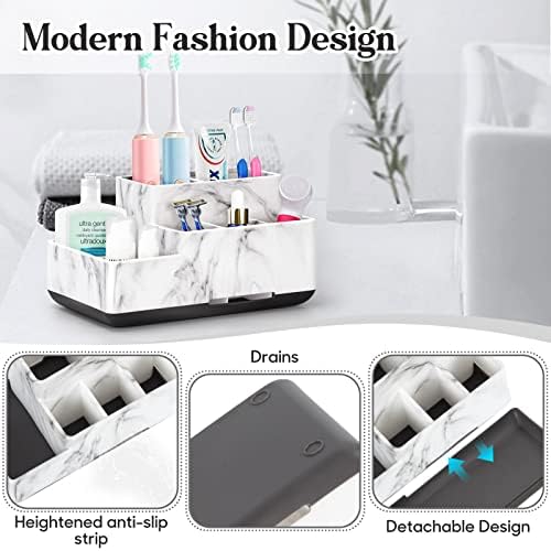 DoubleCare Detachable Toothbrush and Toothpaste Holder with 5 Compartments