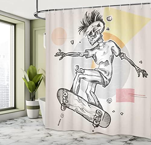 Ambesonne Skull Shower Curtain Set with Hooks 1
