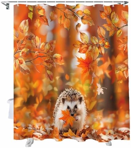 72 Maple Leaf Shower Curtain Set with 12 Hooks