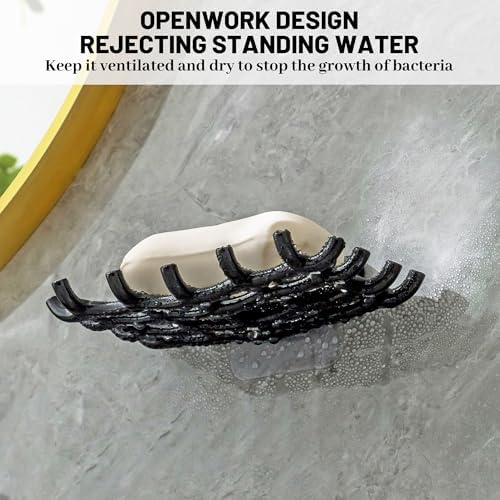 HASSLICKIT Soap Holder with Hooks 2 Pack Black