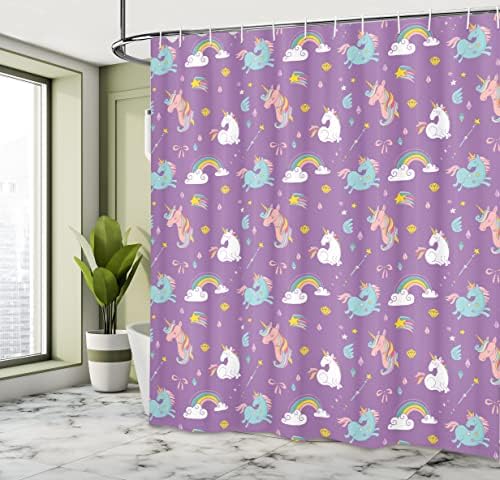 Ambesonne Magic Unicorn Rainbow Shower Curtain 69x84