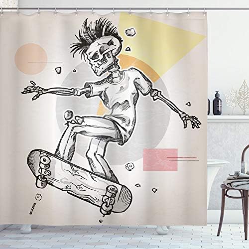 Ambesonne Skull Shower Curtain Set with Hooks 1