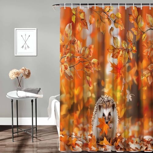 72 Maple Leaf Shower Curtain Set with 12 Hooks