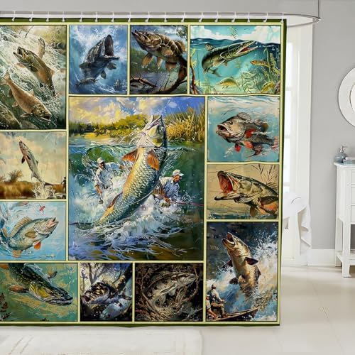 Feelyou Bass Fish Shower Curtain Set for Kids