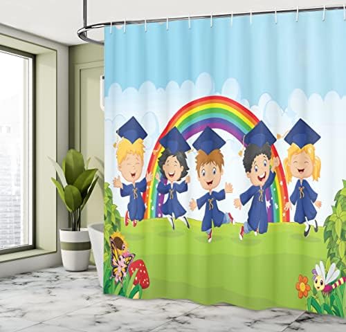 Ambesonne Graduation Shower Curtain Set with Hooks