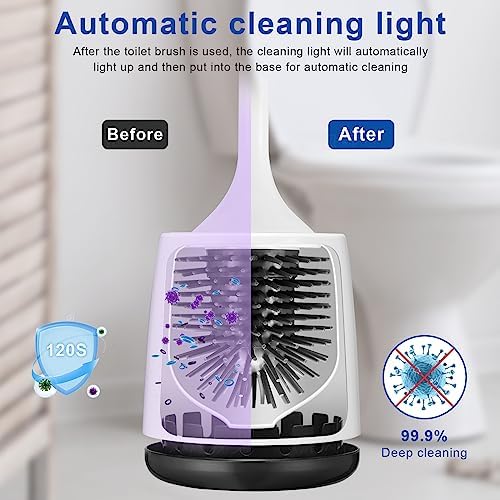 Electric Toilet Brush with Rechargeable Battery and Ventilated Holder