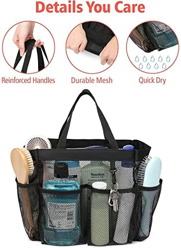 Mesh Shower Caddy Basket with Handle - Black