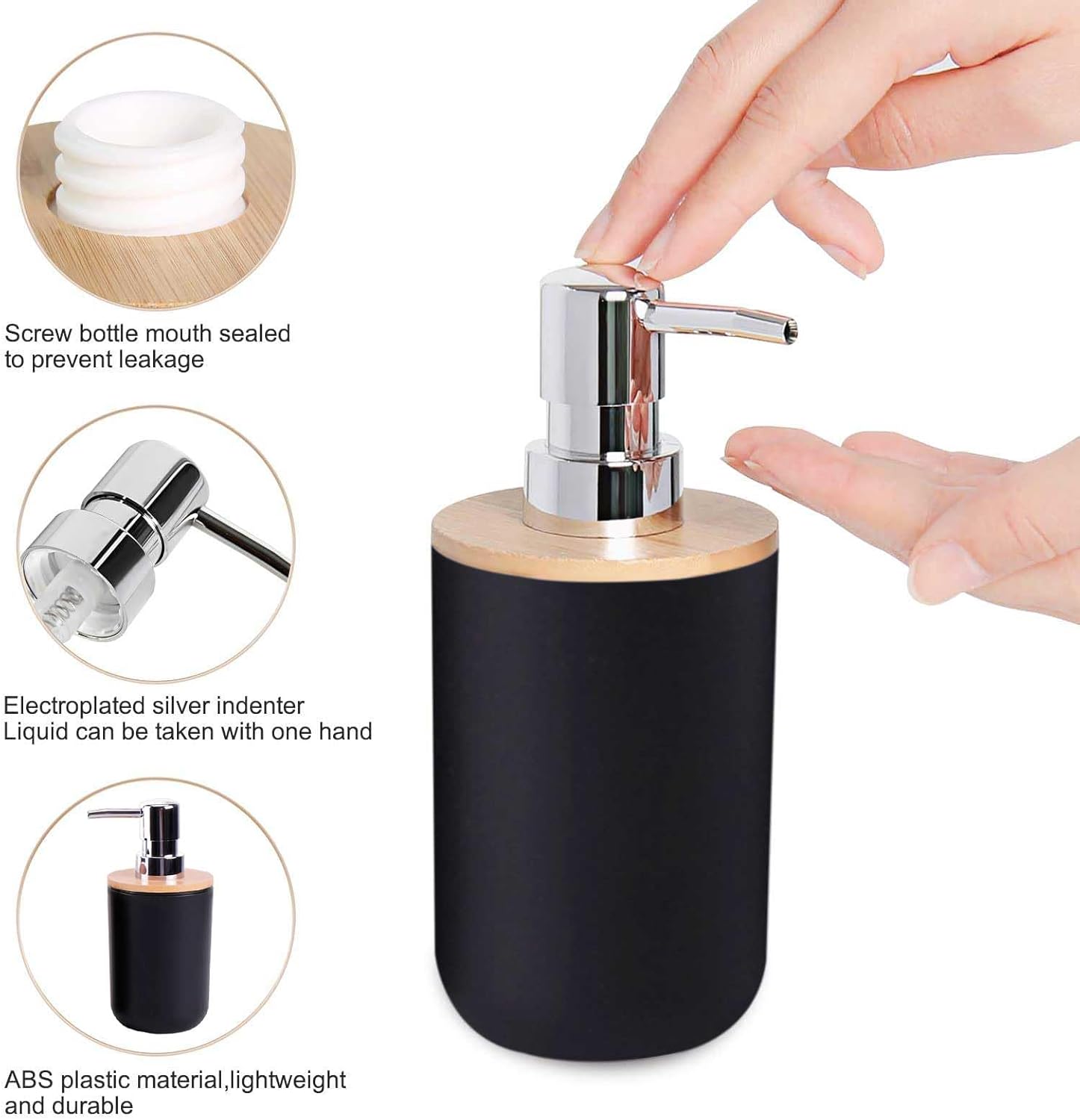 YugFmor Black Bathroom Accessories Set with Soap Dispenser and Toothbrush Holder