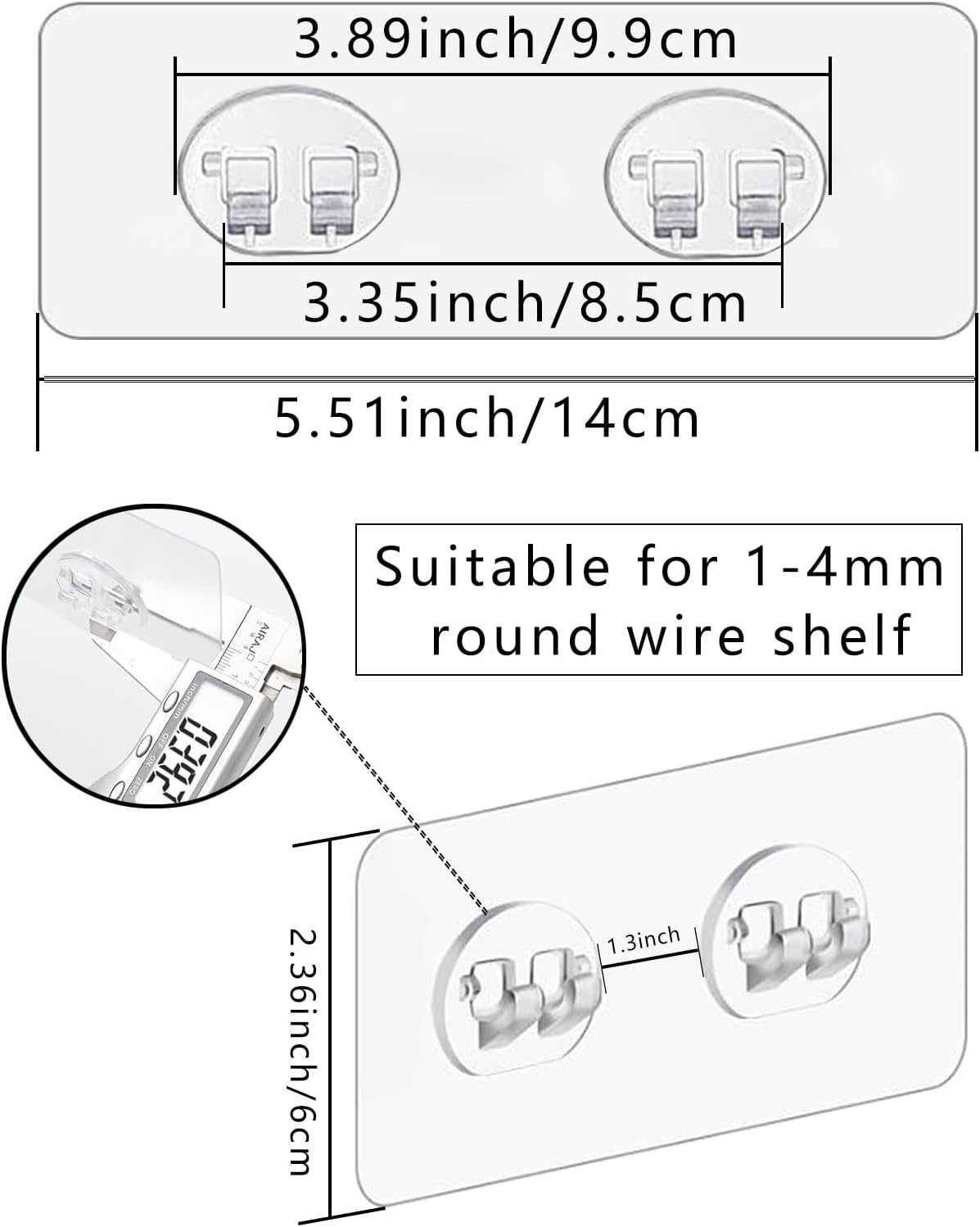CIFIRRET 8 Pcs Shower Caddie Adhesive Hooks No Drilling