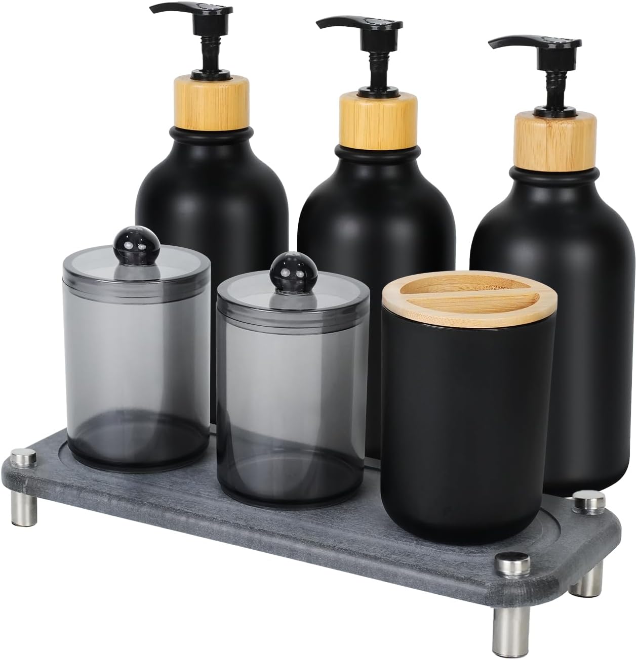 Matte Black Bathroom Accessories Set 7pcs