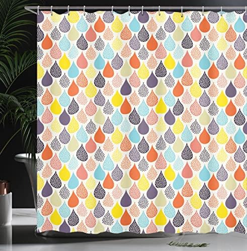Ambesonne Geometric Shower Curtain with Hooks - Pale Blue