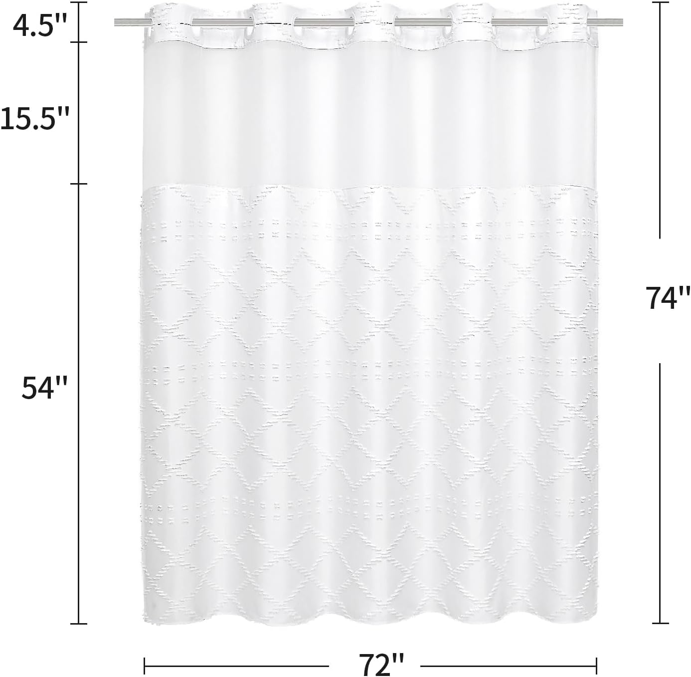Boho White Woven Chevron Shower Curtain 72x74