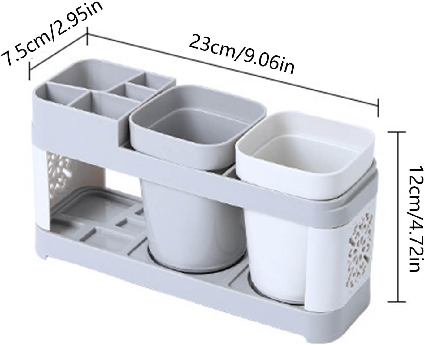 Modern Bathroom Decor Toothbrush Stand with 2 Mugs and Shelf