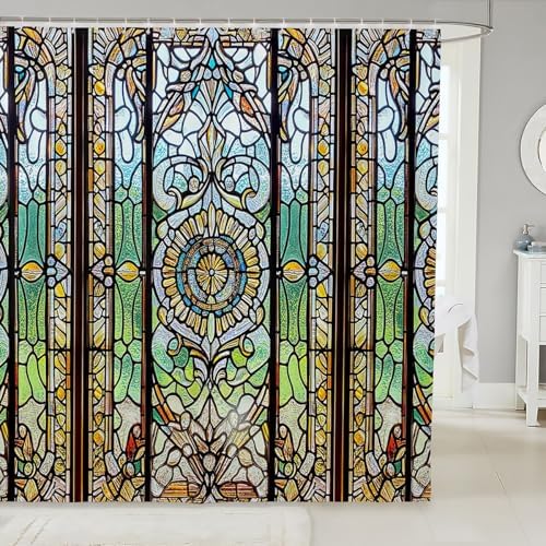 Feelyou Colorful Art Glass Shower Curtain 72x72