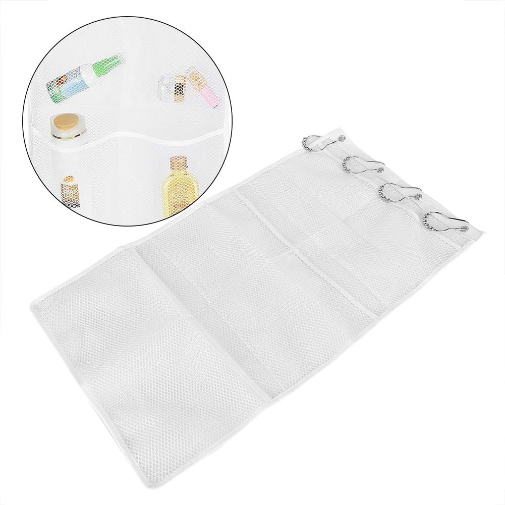 Jwthee Mesh Shower Caddy with 6 Pockets and Metal Hooks