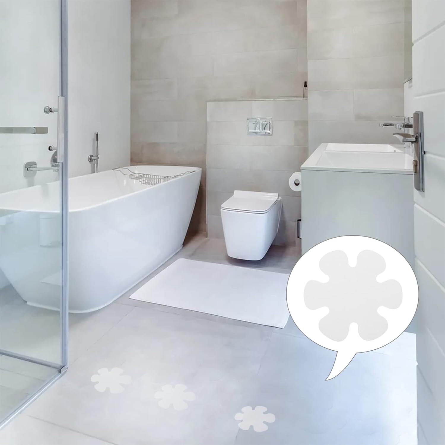 1set Non-Slip Floor Stickers Flower Design Transparent Peva Decals