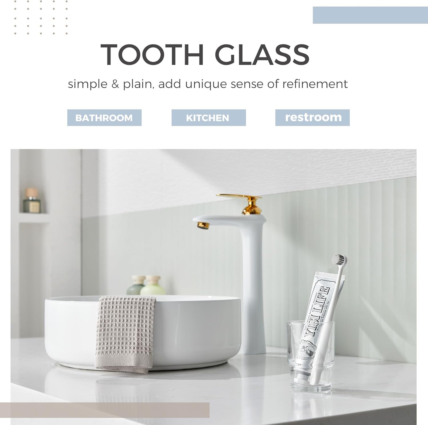 Aomasi Bathroom Glass Cup Toothbrush and Toothpaste Holder Mouthwash Tumbler