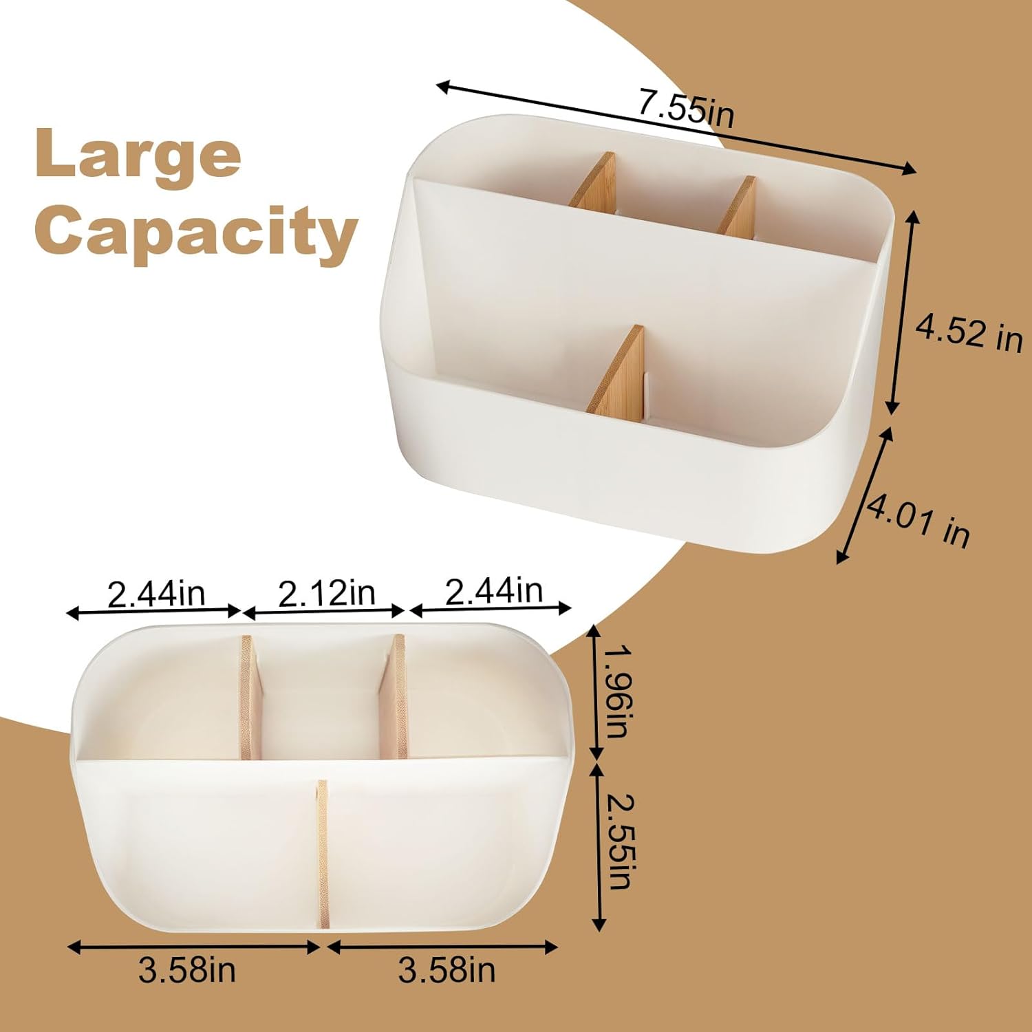 5 Slots Toothbrush Holder with Bamboo and ABS Modern Bathroom Organizer 1