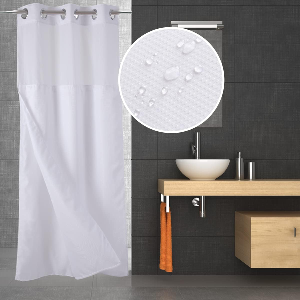Ecoehoe 36x72 Hook-Free Shower Curtain Set with Polyester Liner and Magnets