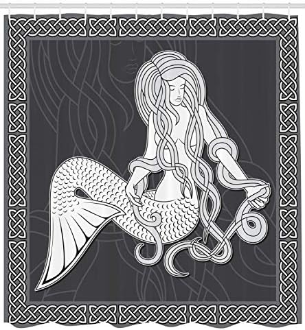 Ambesonne Mermaid Shower Curtain with Celtic Hooks