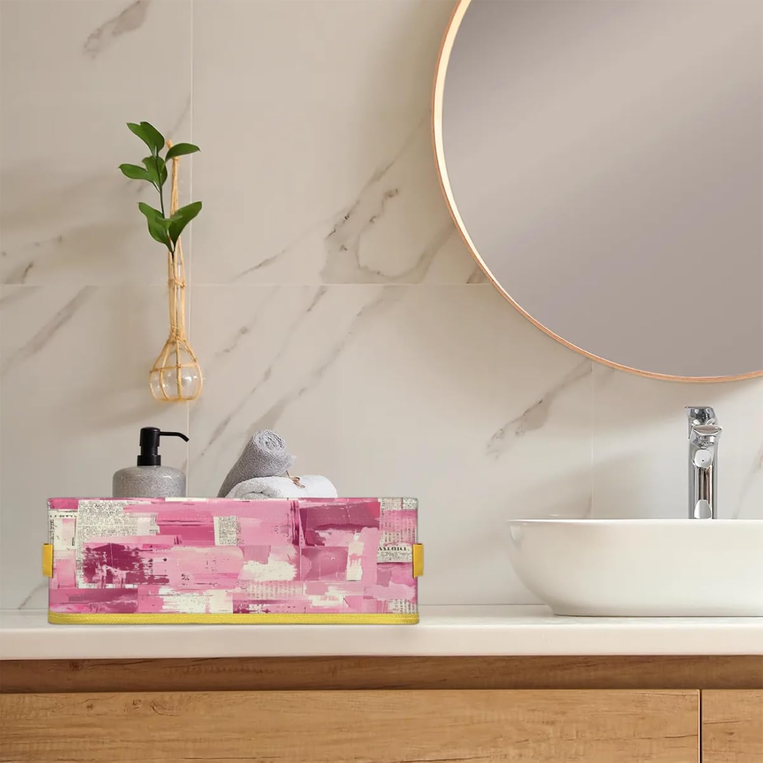 Geometric Toilet Paper Basket with Handles and Carry